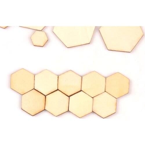 50pcs hexagon pattern Natural wooden Scrapbooking Carft for Home decoration diy Handmade handcraft 10/20/30/40/50mm MT2132
