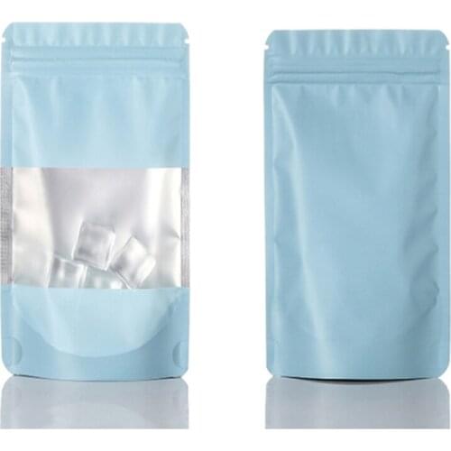 500pcs Colorful stand up aluminum foil bag with window Empty Frosted ziplocking bag jewelry food Snack packaging pouch