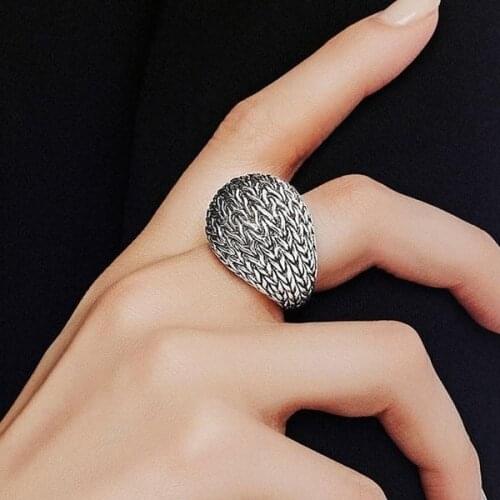 925 Vintage Thai Silver Ring for Women Gift Jewelry Ring Wholesale Vintage Punk Ring size 6-10