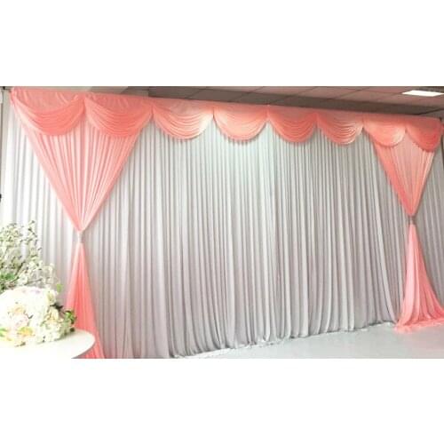White Wedding Backdrop with hot pink swags and Drapes Curtain Wholesale stage decoration