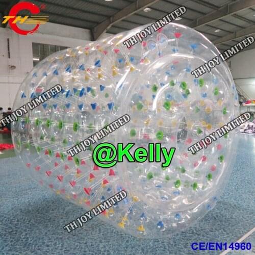 Free air shipping inflatable water roller, transparent with colorful dots inflatable water walking roller balls, big water toys