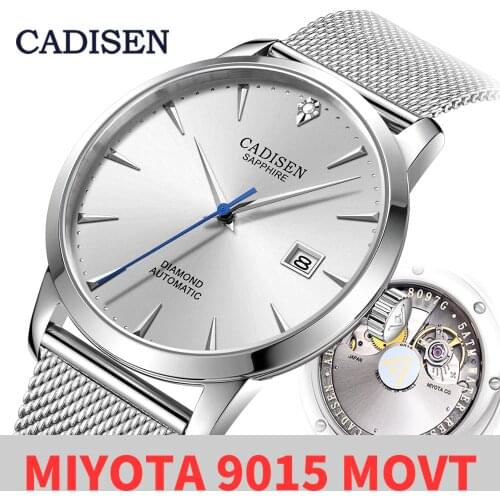 CADISEN Brand Automatic Mechanical Men Watch Business Casual Waterproof MIYOTA 9015 Male Sapphire Wrist Watch Relogio Masculino