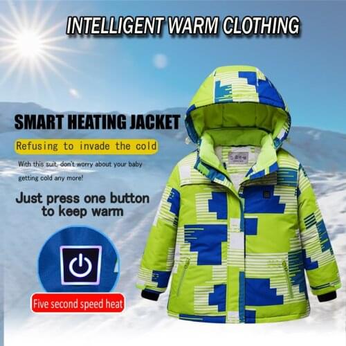 Children Electric Heated Cotton Boys Girls Heating Skiing Jackets Windproof and waterproof Thermal Warm Clothing Winter Heated