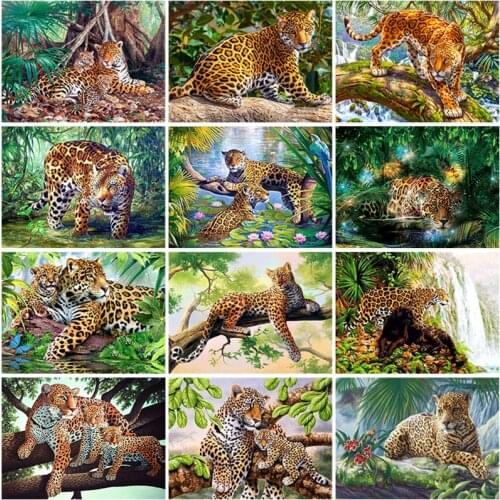 DIY 5D Diamond Painting Leopard Diamond Mosaic Full Square Round Resin Diamond Embroidery Animal Cross Stitch Kits Home Decor