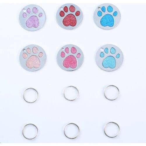 Engraved Dog ID Tag Metal Customized Pet Tags Small Large Dog Accessories Personalized Cute Paw Name Tag Plate Collar Decoration
