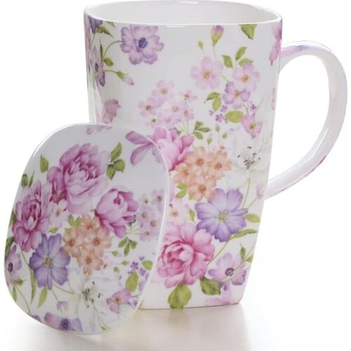 Procelain Large Capacity Coffee Mugs With Cover Handpainted Tea Cups Friends GIft Drinkware Send Spoon