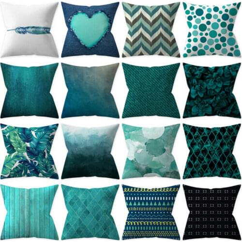 Hot Creative Reversible Blue Polyester Pillow Case Pillowcase Sofa Car Waist Throw Cushion Cover Home Decoration new