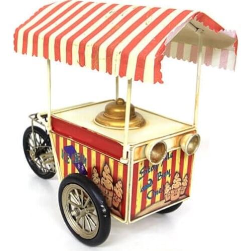 Antique Decor Metal Vintage Ice Cream Cart Trinket Miniature Gift Retro Nostalgic Handmade Hand Painted Art Quality Durable