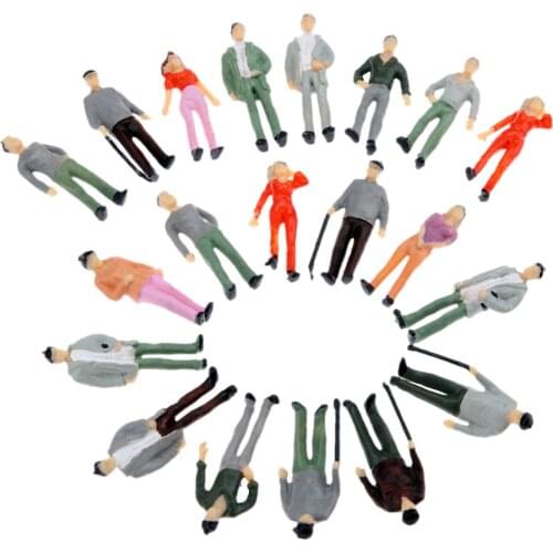 20pcs Model People Scale 1:42 40mm Painted Figure Mini Humans Building Layout Scenes Miniatures Micro Landscape Decoration