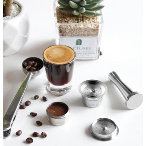 Stainless Steel Reusable Coffee Capsule Fit K-fee&Caffitaly Coffee Filter Cup Refillable Caps With Spoon Brush Coffee Capsule