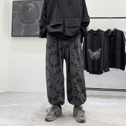 Male Korean Joggers Pants Men Harajuku Japanese Streetwear Sweatpants 2021 Spring Mens Full Print Hip Hop Harem Pants