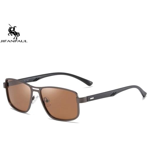 JIFANPAUL Brand Mens Sunglasses UV400 Polarized Square Metal Frame Fishing Driving Travel Sunglasses Unisex free shipping