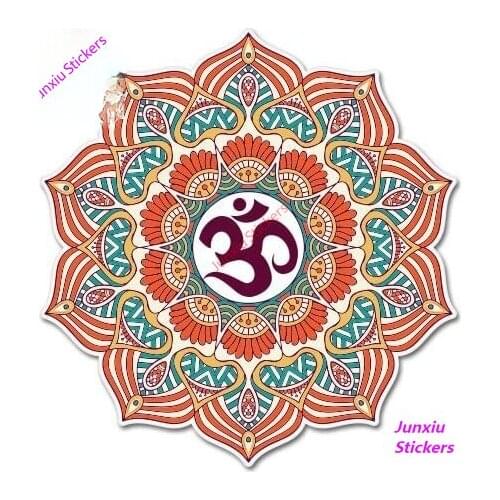 Creative Car Sticker AK Wall Art Mandala Om Orange Waterproof Decal for Car Window Bumper or Laptop Vinyl Fine Decor KK12x12cm