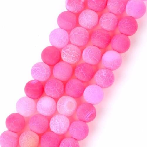 Wholesale 6 8 10 12mm Natural Round Fuchsia Frost Agates Stone Loose Beads Diy Jewelry Bracelet Necklace Jewellery Making 15inch