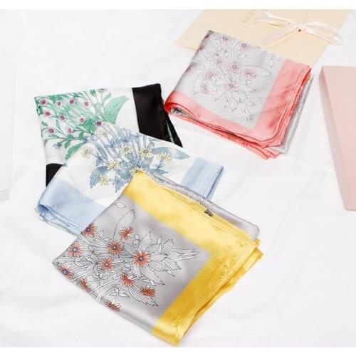 2020 70x70 Ring Flower Multipurpose women Silk twill scarf Satin square tie Hairband ladies foulard femme towel bufanda shawl