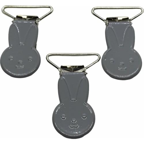 25pcs 1'' 25mm #33 GREY COLOR Rabbit Bunny Shape Suspender Clips