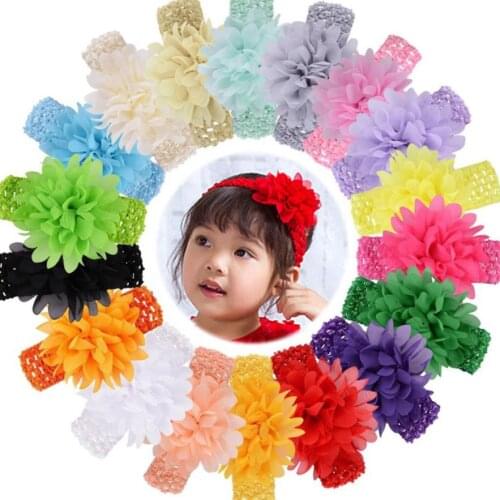 100pcs/lot Baby Girls Toddlers Kids Infants Crochet weave Hairband & Chiffon flowers Headbands Hair Accessories Free shipping