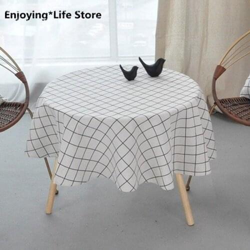 Wedding Party Tablecloth Round Rectangle Solid Yellow Black Cotton and Linen Tablecloth Birthday Table Cover