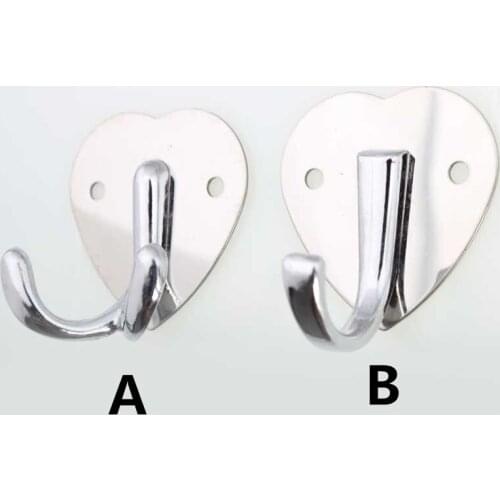 Moderm simple fashion wall hooks silver bag coat cat key hooks chrome clothes shop bathroom kitchen hooks love heart hooks