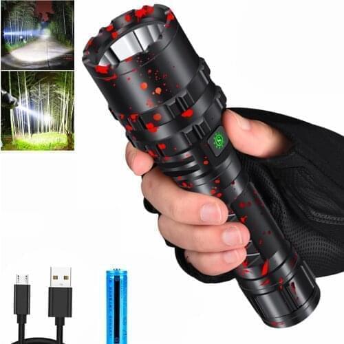 D5 LED XHP50 Flashlight High Power USB Rechargeable Flashlight 5 Modes Lantern Self Defense Torch Tactical Sports Lamp Light