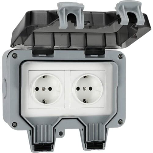 Outdoor waterproof socket IP66 two-position German switch 16A rainproof charging plug industrial row plug
