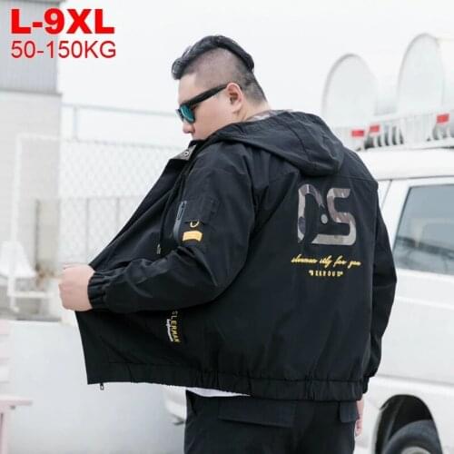 Streetwear Windbreakers Male Black Outerwear Coats Man Hooded Oversized Men Jacket Winter Autumn Mens Jackets Large Size 9xl 8xl