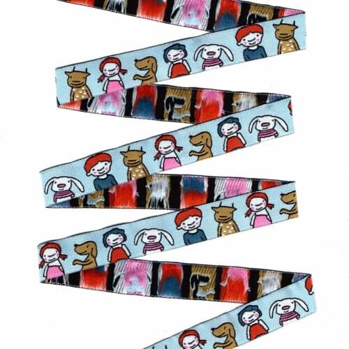 ZERZEEMOOY 5/8 inch 16mm 10 Yard/Rolls Kids And Dog Cartoon Jacquard Ribbon