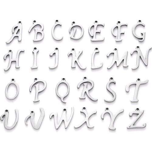 1 set Stainless Steel A-Z Letter Tiny Charms Constellation Alphabet Charms Pendants for Assorted Bracelet Necklace Making