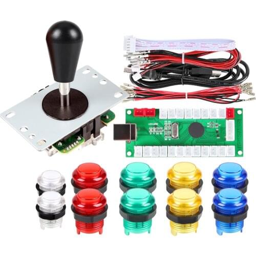 1 Player LED Arcade DIY Kit USB Encoder to PC Oval Ellipse Type Bat Joystick + 5V LED Arcade Buttons for Video Games Parts Mame