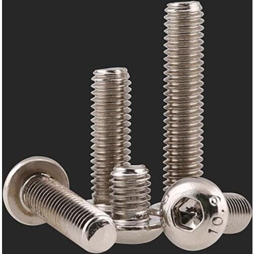 10.9 Grade Nickel Plated Carbon Steel Oval Pan Round Button Head Hex Hexagon Socket Micro Screw M1.6 M2 M2.5 M3