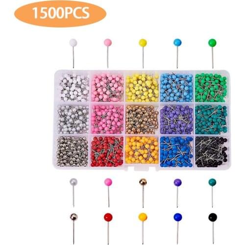 1500 Pcs Colored Gold Silver Black Safety Big Head Pins Set Transparent Boxed High Quality Safety Big Head Pins