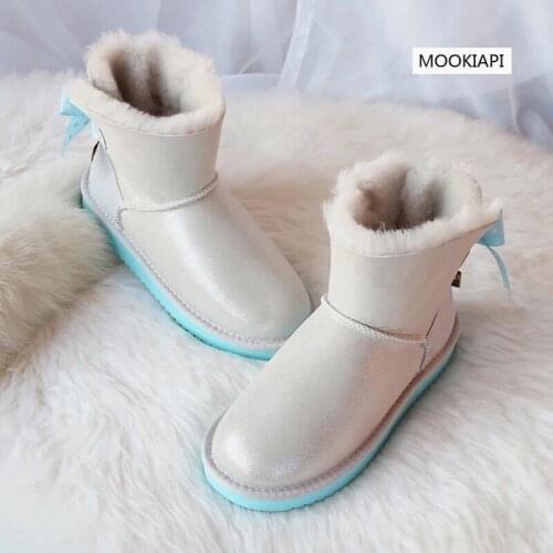 2019 European high-quality snow boots, real sheepskin, natural wool, womens boots, free delivery