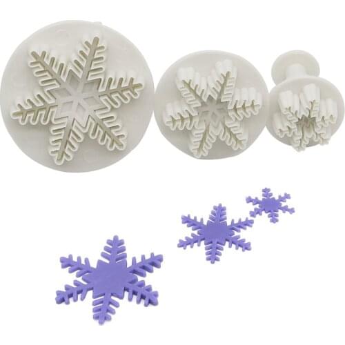 3Pcs/Set Wedding Party Snowflake Fondant Cake Decorating Plunger Sugar Craft Cutter Mold Tools Christmas Cake Decorating Tools