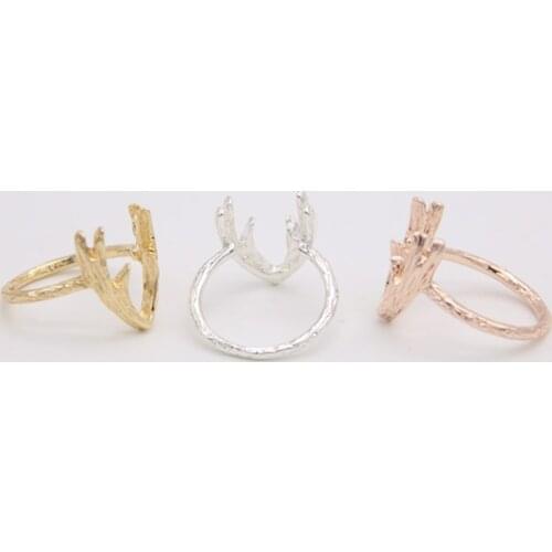 30PCS/lot Fashion antlers the Female ring women ring Deer horn Animal ring antler wholesale