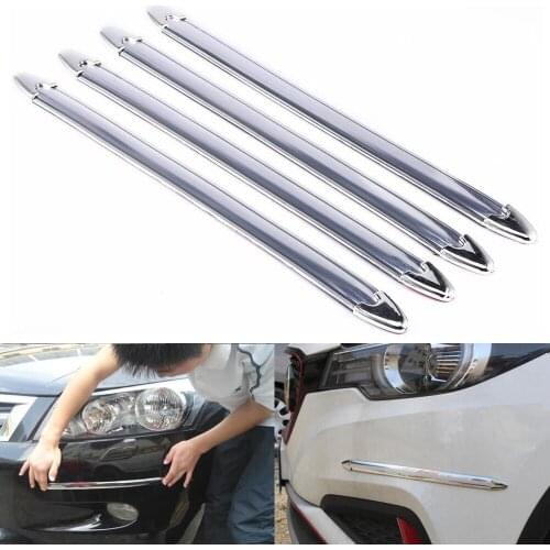 4pcs Chrome Car Bumper Corner Guard Protector Auto Silver Truck Decoration Strip Scratch Protective Sticker