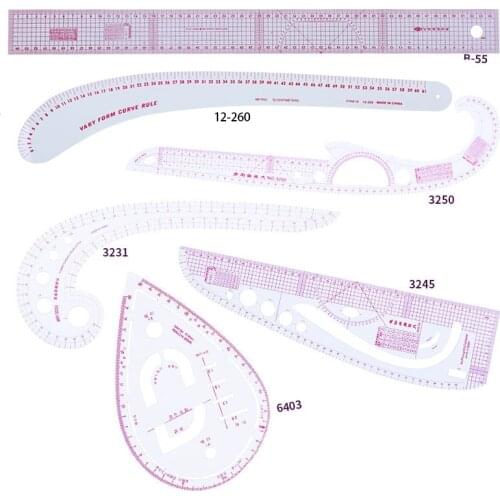 6pcs/set DIY Clothing Design Proofing Ruler Patterning Ruler Curve Ruler Sewing Cutting Yardstick Arc Soft Quilting Rulers Kit
