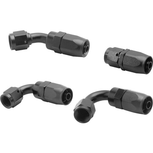 AN6 Anoized Aluminum Oil Fuel Swivel Hose Straight 45 90 120 Degree Hose End Oil Cooler Kits Black