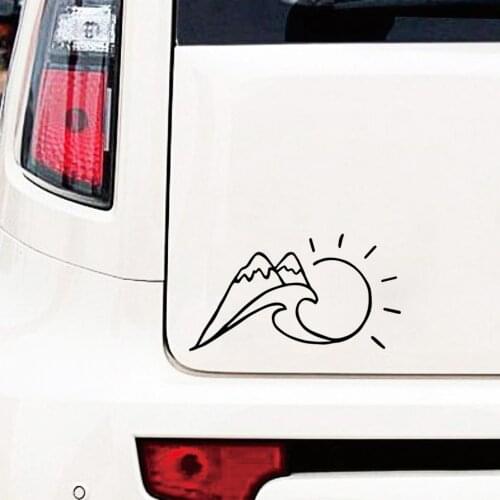 Car stickers Mountains And The Sun sticker Car Styling Motorcycle Body Cool Covers Black/Silver car accessories decoration