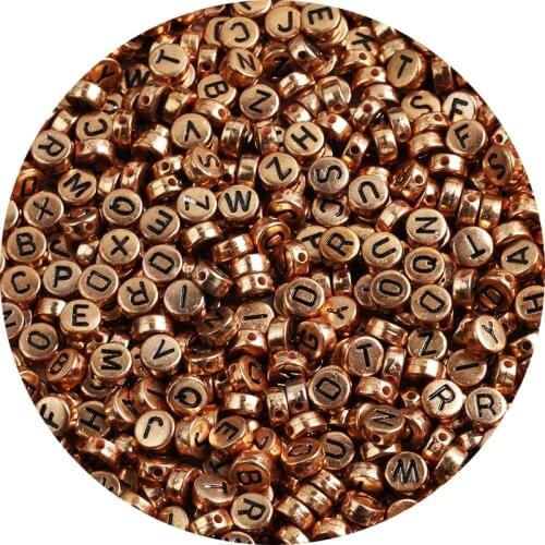 Round Flat Alphabet Bronze Letter Acrylic Beads Loose Spacer Beads For Jewelry Making Handmade DIY Bracelet Necklace
