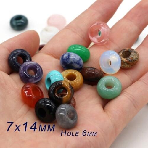 Natural Stone Beads Lapis lazuli Black Agates Big Hole Abacus Beads Charm Crystal for Jewelry Making DIY Bracelet Necklace