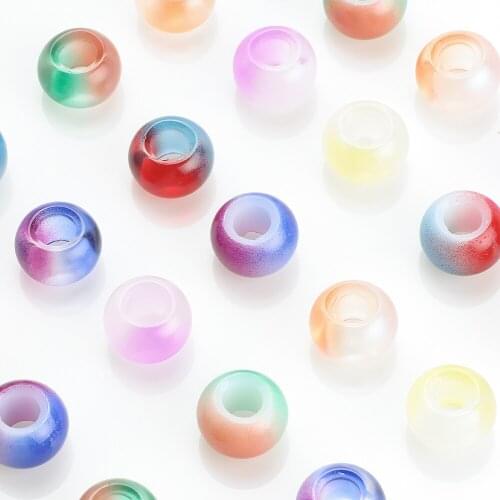 20Pcs Big Hole Beads Two-tone 10x14mm Glass Round Beads With Large Hole For DIY Making Bracelets Necklace Jewelry Accessories