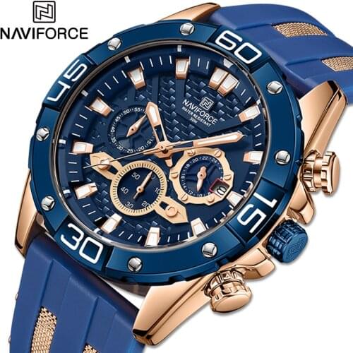 NAVIFORCE Men Luxury Chronograph Watch Military Waterproof Quartz Wristwatch Male Sport Silicone Strap Watches Relogio Masculino