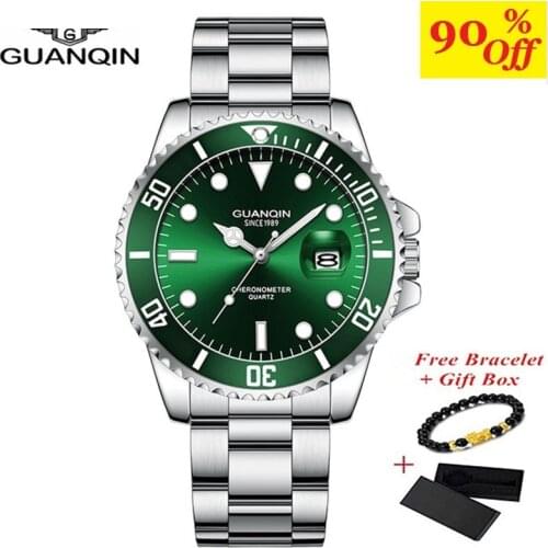 New GUANQIN quartz watch men Luxury luminous watches men 50m waterproof quartz-watch casual business steel male clock dropship