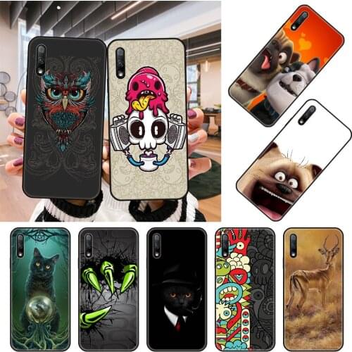 Phone Case For Huawei Honor 8A 9 10 8X 8S 9X i 7X 7A 20 A Lite Pro Black Cover Waterproof Soft Prime Trend Animal Cat Dog