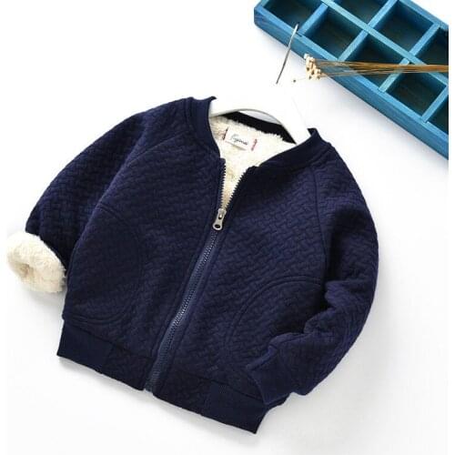 Children Clothing Winter Toddler Boys Girls Plus Velvet Padded Jacket Fashion Kid Pure Cotton Baseball Infant Solid color Jacket