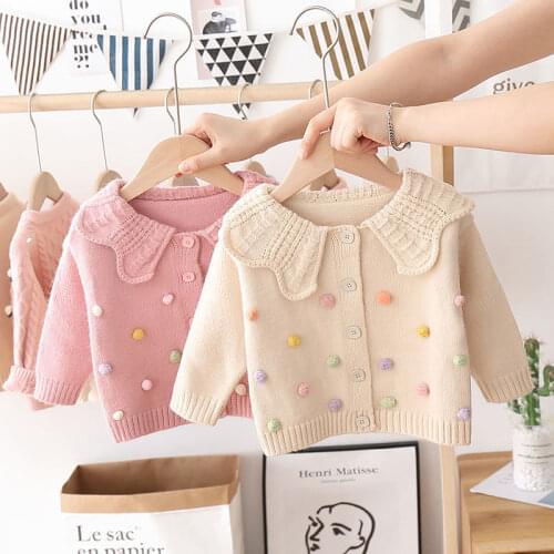 Girls' Knitted Cardigan Jacket Childrens Jacket Baby Bottoming Long-Sleeved Sweater For Kids Clothes Coat Top