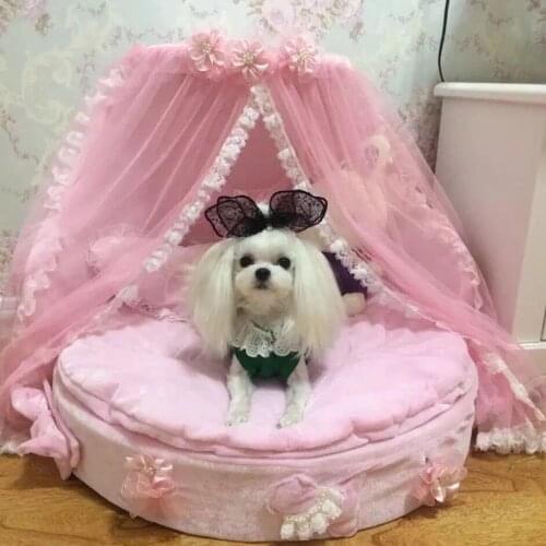 Dog bed luxury dog kennels princess bed lovely cool dog pet cat beds sofa teddy house suede fabric lace pet bed