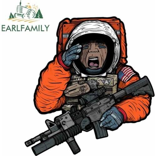 EARLFAMILY 13cm x 12cm For Space Force Astronaut Vinyl Car Wrap Decals Interesting Car Stickers Campervan Decoration