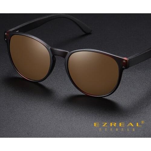 EZREAL Polarized Sunglasses Men Women S5091 Brand Wooden Sunglasses Women Round frame Classic Sunglasses