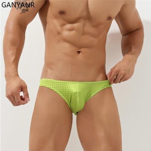 GANYANR Swimming Trunks Sexy Men Swimwear Swimsuit Swim Briefs Gay Shorts Bikini Thong Beachwear Boardshorts Low Waist 2021